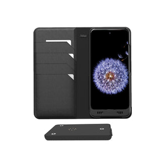 Galaxy S9 Leather Wallet Smart case +Battery, +Memory, +SDcard & EnviroSensor ++