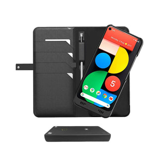 Google Pixel 5 Leather Modular Wallet Smart case +Battery, +Memory, +SDcard & EnviroSensor ++